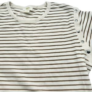 MAEVE ANTHROPOLOGIE | Womens Small Stripe Slouchy Bell Sleeve Snap Sweater Shirt